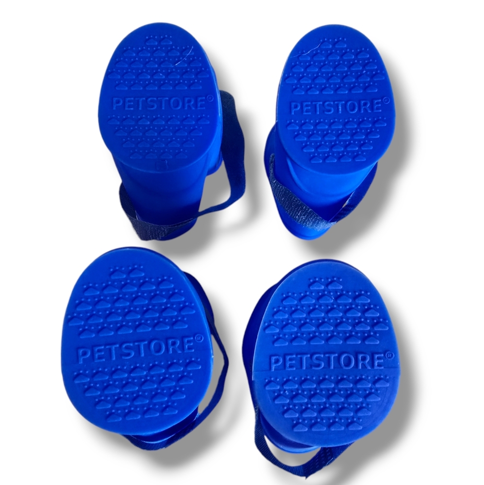 NWOT 🥀 PETSTORE Blue 4 PCS Waterproof Protective Silicone Dog Rain Boots - Picture 5 of 16